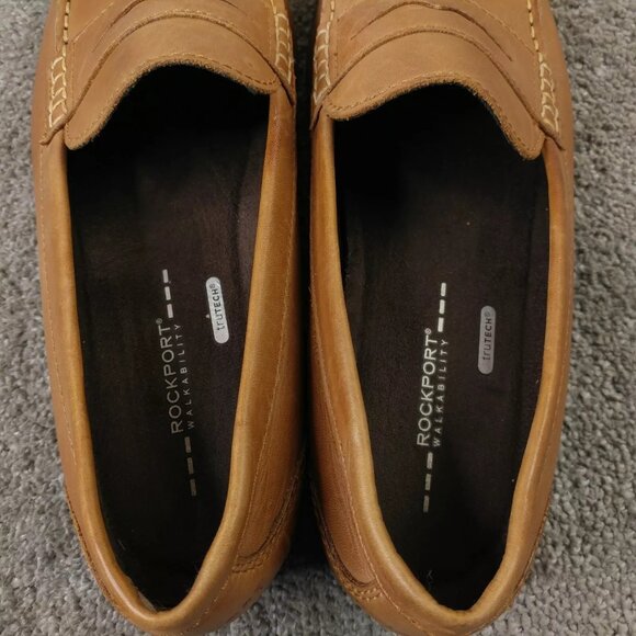 Rockport Penny Loafers Mens Size 11.5 Shoes Slip On Walk Ability Brown Leather - Picture 9 of 11
